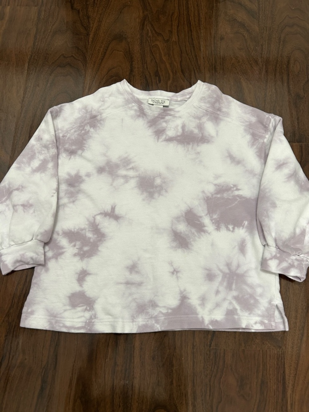 Rachel Zoe Lavender and White Tie-Dye Boxy Sweatshirt